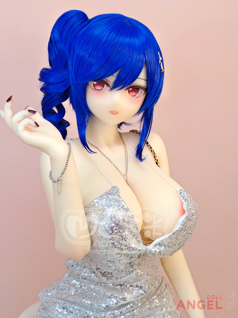 青髪のエレガントな女性ラブドール Hカップアニメ風超乳リアルドール